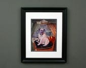 Portrait Original Digital Art Print, Royal Pug Dog 1 Collage MIxed Media