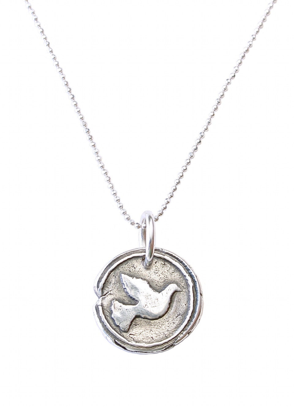 Fine Silver Dove Wax Seal Necklace