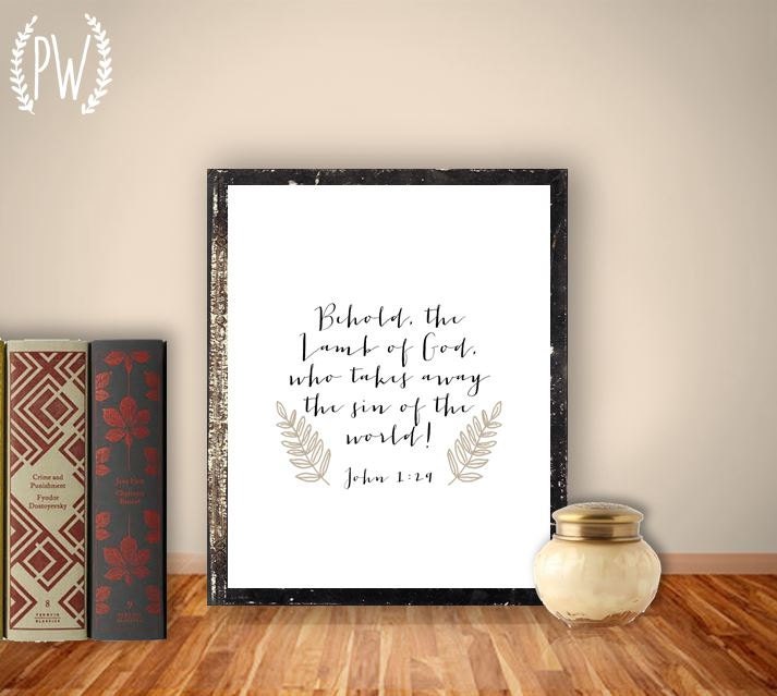 INSTANT DOWNLOAD Bible Verse Printable, Scripture Print Christian wall art decor poster calligraphy hand drawn, quote - John 1:29