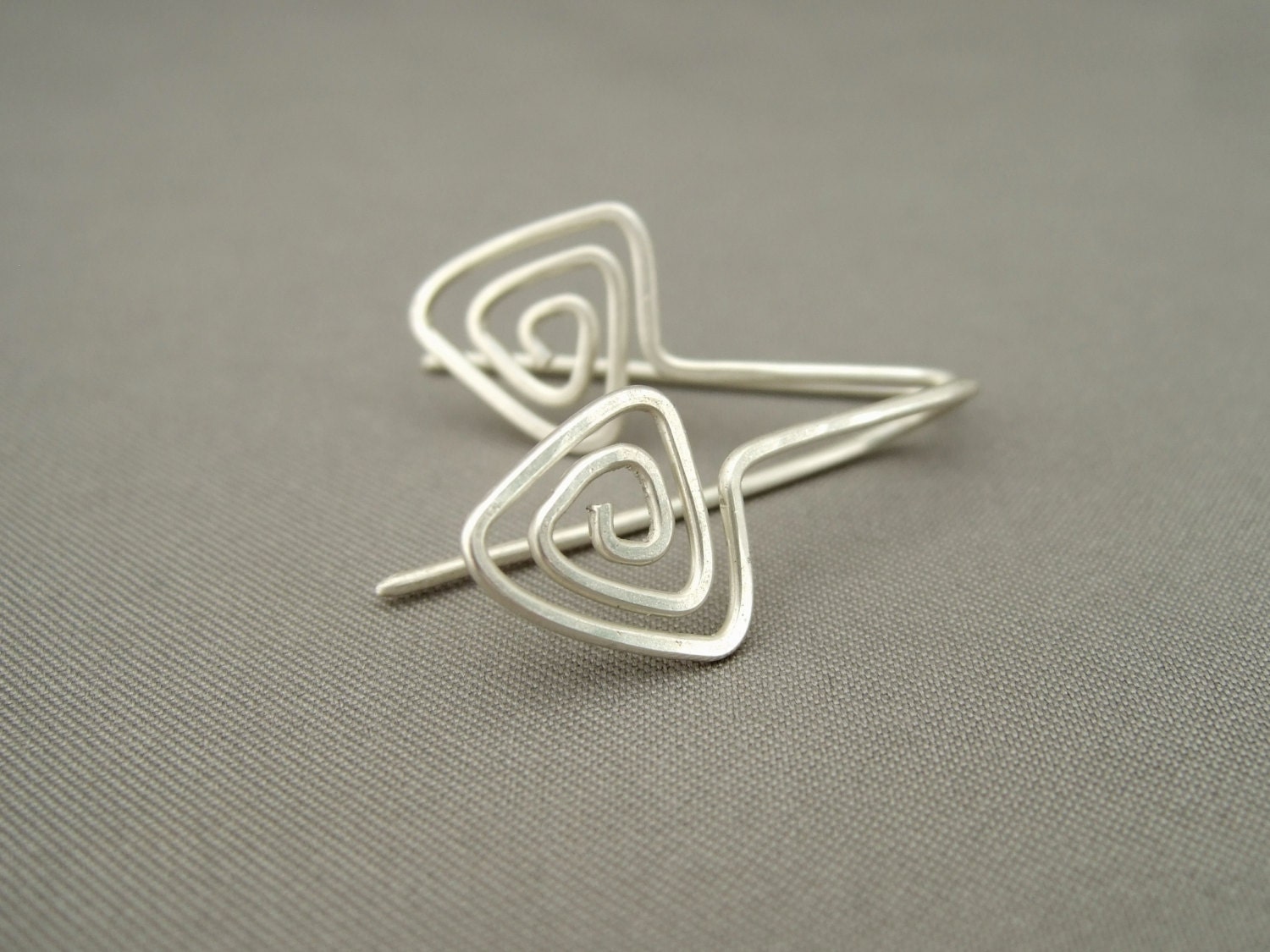 Triangle Spiral Sterling Silver Drop Earrings