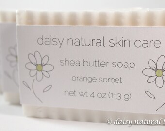 Shea Butter Soap, Orange Sorbet, One Bar, 4 oz. - handmade, natural, vegan