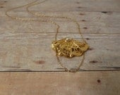 Vintage Gold Fan Necklace - Simple, Delicate, Dainty, Tiny Gold Necklace
