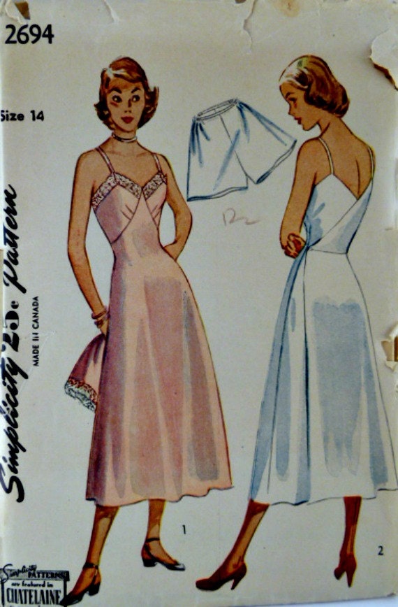Vintage 40s Simplicity 2694 Pattern Misses Maternity Wrap Slip and Panties Factory Folds Size 14 Bust 32 p2z