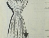 Vintage 40s Mail Order Sue Burnett Pattern 8469 Misses One Piece dress Sweetheart Neckline Kimono Styled Sleeves Size 11 Bust 29 p1z