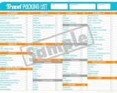 Travel Packing List - Travel Planner - Organizing Printables Set  -  INSTANT DOWNLOAD