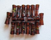 Bamboo glass beads, long brown beads, beading supplies