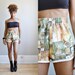 Vtg 70s Alfonse Mucha art nouveau novelty print high waist short // retro ATHLETIC romantic abstract printed swim trunks mini shorts