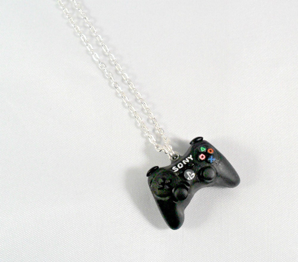 PS3 Playstation 3 Controller Necklace, Silver Plated Chain, Cute & Geeky :D
