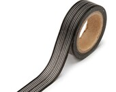Black Horizontal Ribbon Stripe Washi Tape - Decorative Adhesive Tape - Scrapbooking Paper Craft Party Supplies Il_170x135