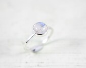 Moonstone Ring Sterling Silver Stacking Size 7 1/2 Silversmithed Metalsmithed