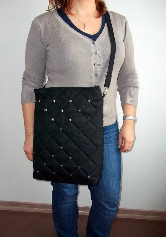 Shoulder Bag, HOBO, Quilted fabric, Black Bag, Spring Bag, Summer Bag,  Birthday,Gift Tote Bag, Purse Bag,