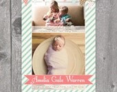 Printable Custom Photo Birth Announcement