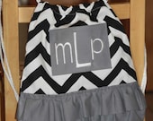 Toddler - Preschooler handmade, option to be personalized drawstring backpack with ruffles, chevron