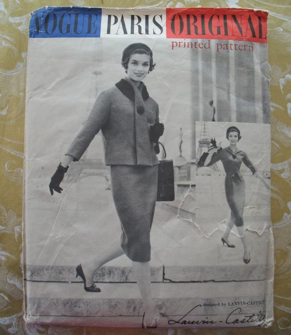 Vintage 1950s Vogue Paris Original Pattern 1392 Lanvin Castillo Dress Suit 16