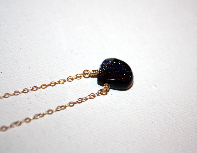galaxia - midnight goldstone necklace by lilla stjarna - 14k gold - gifts under 50 - Blue Constellation Necklace in Gold - sparkly jewelry