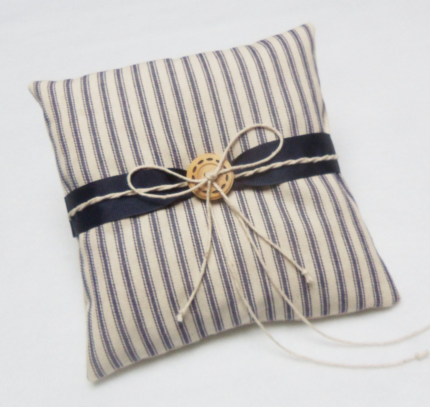 Nautical Beach Navy Blue Ring Bearer Pillow