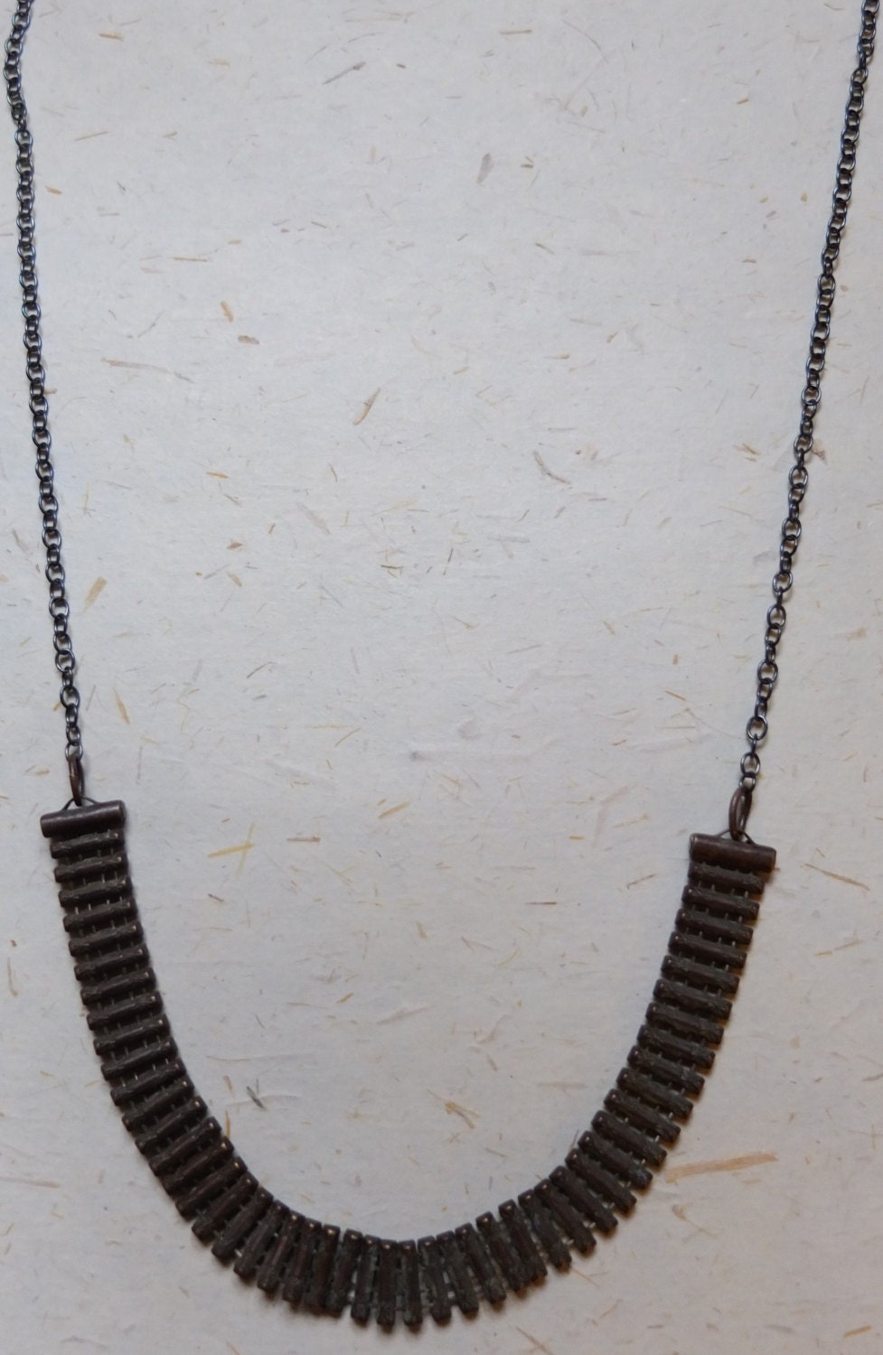 Upcycled Recycled Repurposed  brass ladder chain on a blackened sterling silver necklace