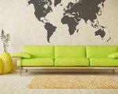 Large 7' World Map Travel Decal for Home, Dorm, Office, Living Room or Bedroom