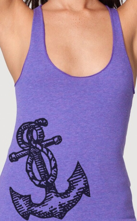 Buy boating apparel - Anchor Tank Top nautical womens sailing boating sailor blue american apparel racerback workout top