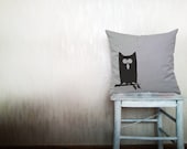 Owl pillow decorative throw pillow cover gray cotton toss bird pillow cover hand painted cover rustic bedroom set 18x18 inches ohtteam