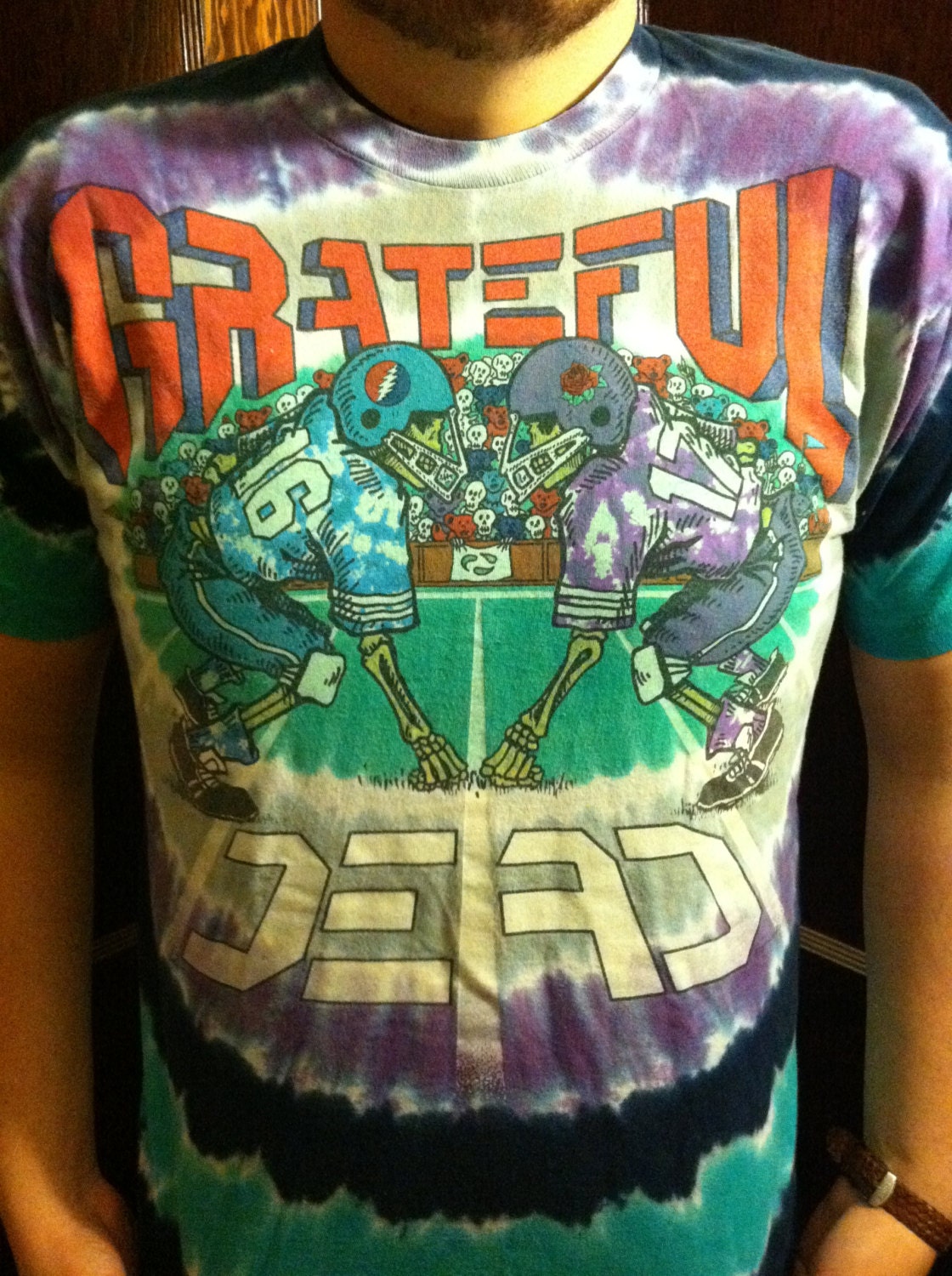 RARE Vintage Grateful Dead Liquid Blue Tie Dye Concert Tee Shirt- Giants Stadium 1991