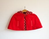 Little Red Riding Hood, Red Girls Cape, Ladybug Outfit, Spring Girls Hoodie, Red and Black polka dot