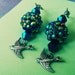 Green Birdy Blue Disco Earrings