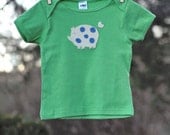 Pig Green Shirt - American Apparel 100% Cotton Short Sleeve T-shirt - Handstitched Felt Spotted Pig - Baby Toddler Boy or Girl