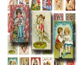 Vintage Valentine - Digital Collage Sheet - 1 x 2 inch Domino - INSTANT DOWNLOAD - Buy 2 Get 1 Free - Sale