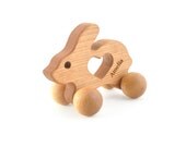 Personalized Wooden Bunny Toy - Waldorf Wood Animal Toy - Rabbit Push Toy for Babies and Toddlers - Montessori Eco-Friendly Play