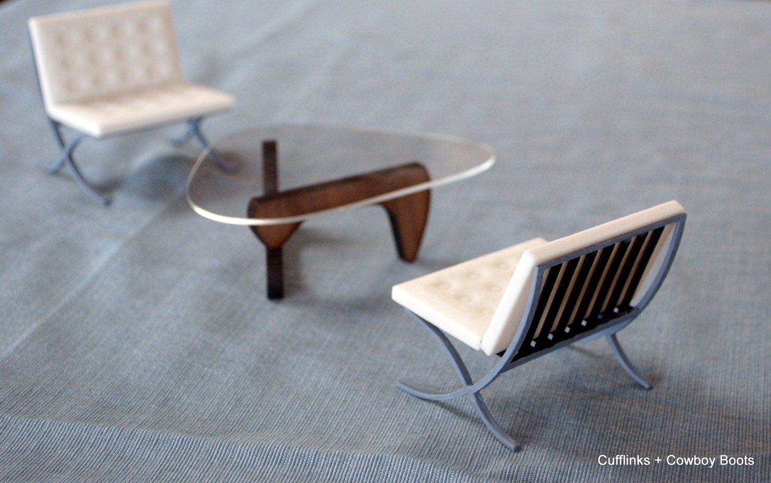 3D Printed 1:12 Scale  MR90 Barcelona by Mies Van Der Rohe Mid-Century Dollhouse Chair
