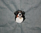 BERNESE MOUNTAIN DOG Embroidered Pillowcase Chambray Blue Dog Lover Gift Embroidered Bernese Mtn Dog Home Decor Bedroom Decor