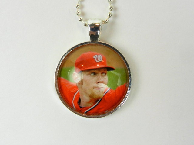 Stephen Strasburg Washington Nationals 1 Inch Round Pendant, Trading Card Image