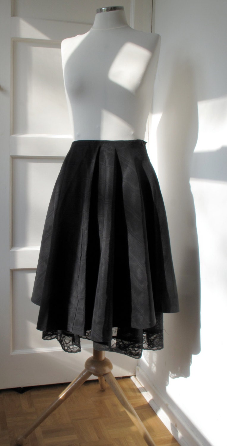 Black satin grosgrain 50s circle skirt