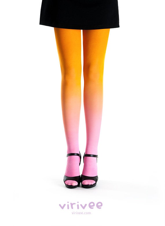 Ombre tights pink - orange