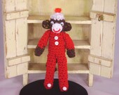Amigurumi Schminkies 6" Longjohn PJs Baby Jonny Sock Monkey Mini Handmade Crochet Stuffed Animal Plush Mini Toy by PuddyTats