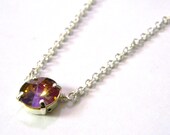 Purple Haze Rivoli Swarovski Crystal Peantant Charm Necklace -  Valentines Day Jewelry - Wire Wrapped - Centered  - Gift Under 10, 20, 50