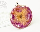 Pastel Pink Necklace. Resin Pendant. Botanical Jewelry. Vintage Rose Necklace. Chunky Silver Plated Chain. 24" chain. Lead and Nickle Free.