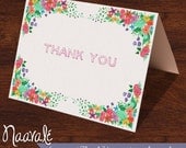Watercolor Floral Thank You cards (6-card set)