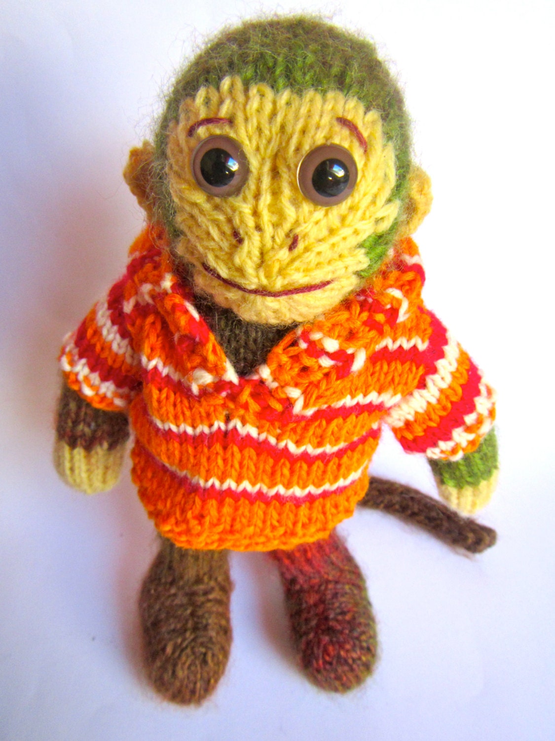 Green/Yellow Monkey with Removable Orange/Red Hoodie.
