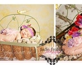 Newborn Photo Prop Belt Set Spring Lilacs & Buttercups, Gorgeous for Baby Girl Pictures...Matching Headband..Sash Il_170x135