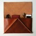 Caramel Brown Leather Clutch - Geometric  - Triangle - Minimal - Envelope