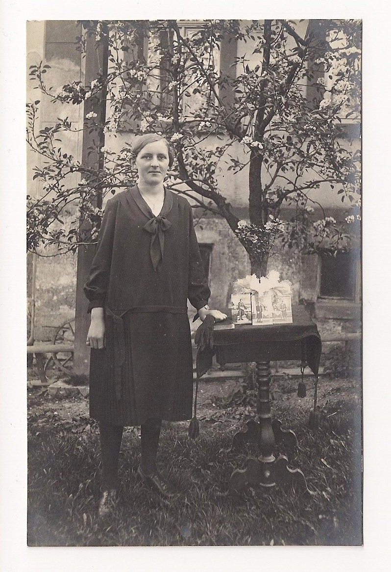 1920s elegant girl vintage photo Portrait portraits real postcard Old Victorian Antique upcycle recycle repurpose portraits retro RPPC