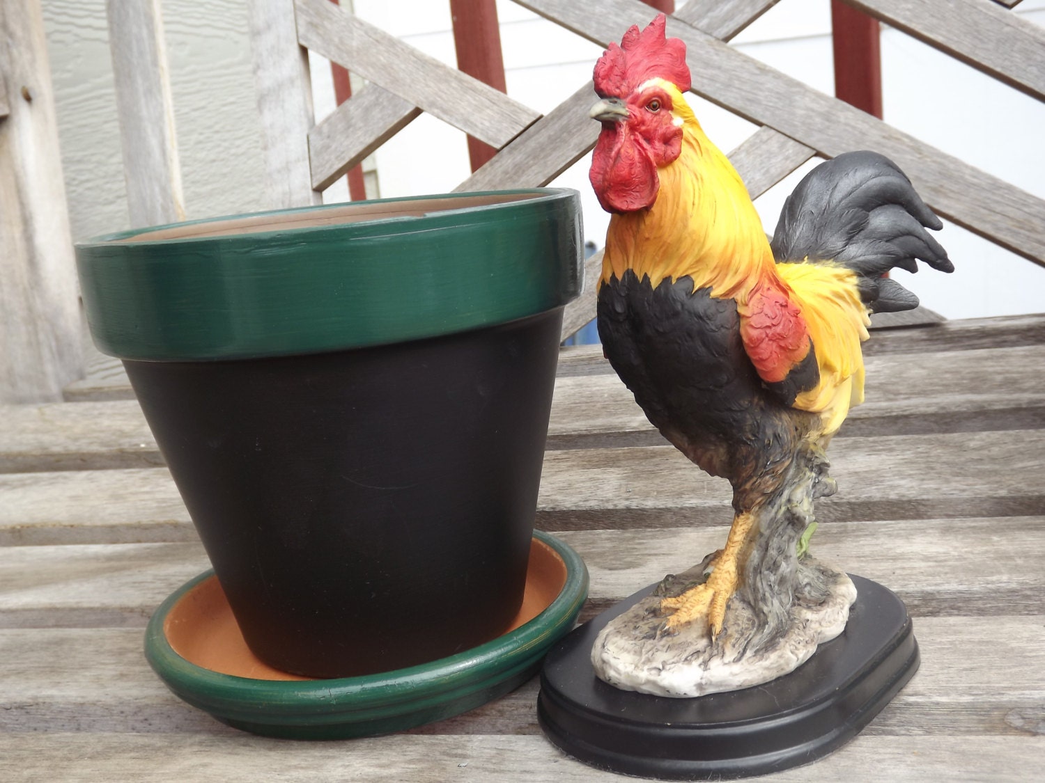 green chalkboard planter with saucer