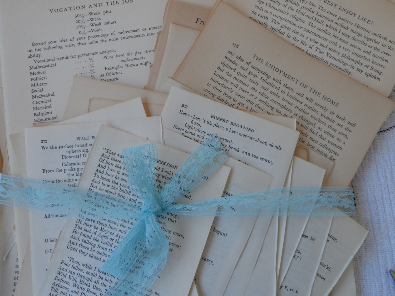 Vintage Paper Ephemera Lot Collection Over 100 Book Pages Distressed Poetry and More Pieces Bundle Pack Inspiration Kit