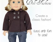 Heritage Doll Fashions Empire Peacoat Doll Clothes Pattern for 18 inch American Girl Dolls - PDF
