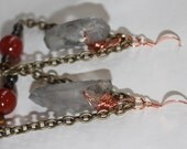 Boho Jewelry, Handmade, Hippie Earrings, OOAK, Hippie, Boho, Metaphysical, Smokey Quartz Crystal Earrings