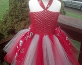 Ohio State inspired tutu dress and hairband. Game day outfit.Football team wear. College inspired clothing