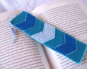 Blue chevron bookmark, embroidered bookmark, felt fabric book mark, gift for readers