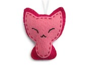 Chibi pink cat keychain, cute kitten ornament, kawaii kitty, stuffed toy